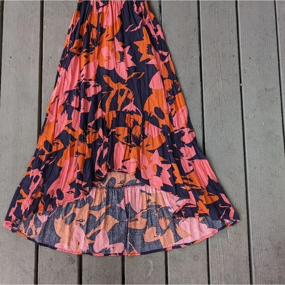 Abel The Label Anthropologie Multicolor Clare Floral High Low Midi Dress Size‎ S